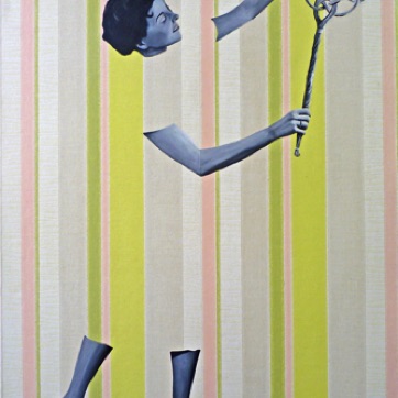 12. Bernadette with Rug Beater, 90x60 cm